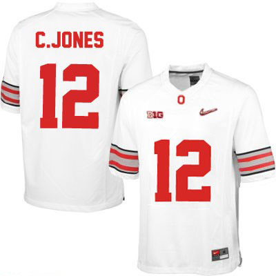 Ohio State Buckeyes Men's Cardale Jones #12 White Authentic Nike Diamond Quest Playoff College NCAA Stitched Football Jersey HK19P42DO